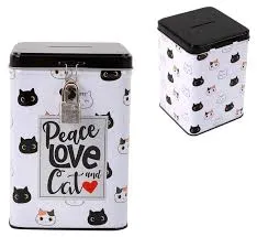 Tirelire avec serrure chat