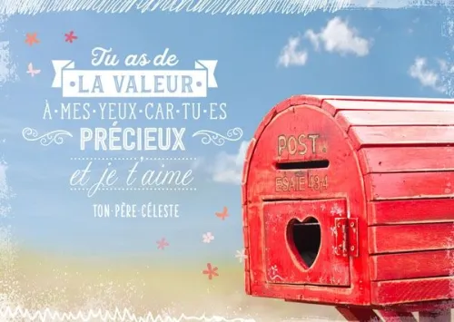 Carte postale - Tu as de la valeur à mes yeux car tu es précieux et je t'aime