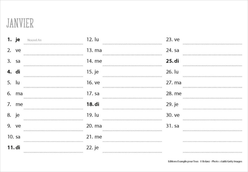CALENDRIER LE BON BERGER