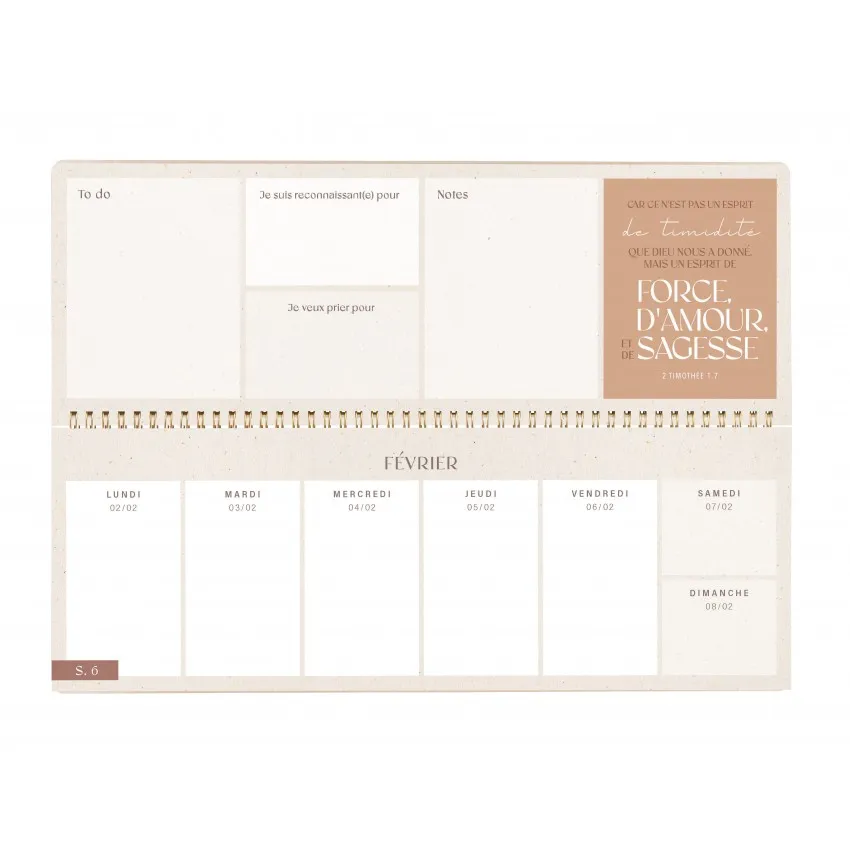Calendrier Confiance quotidienne - semainier