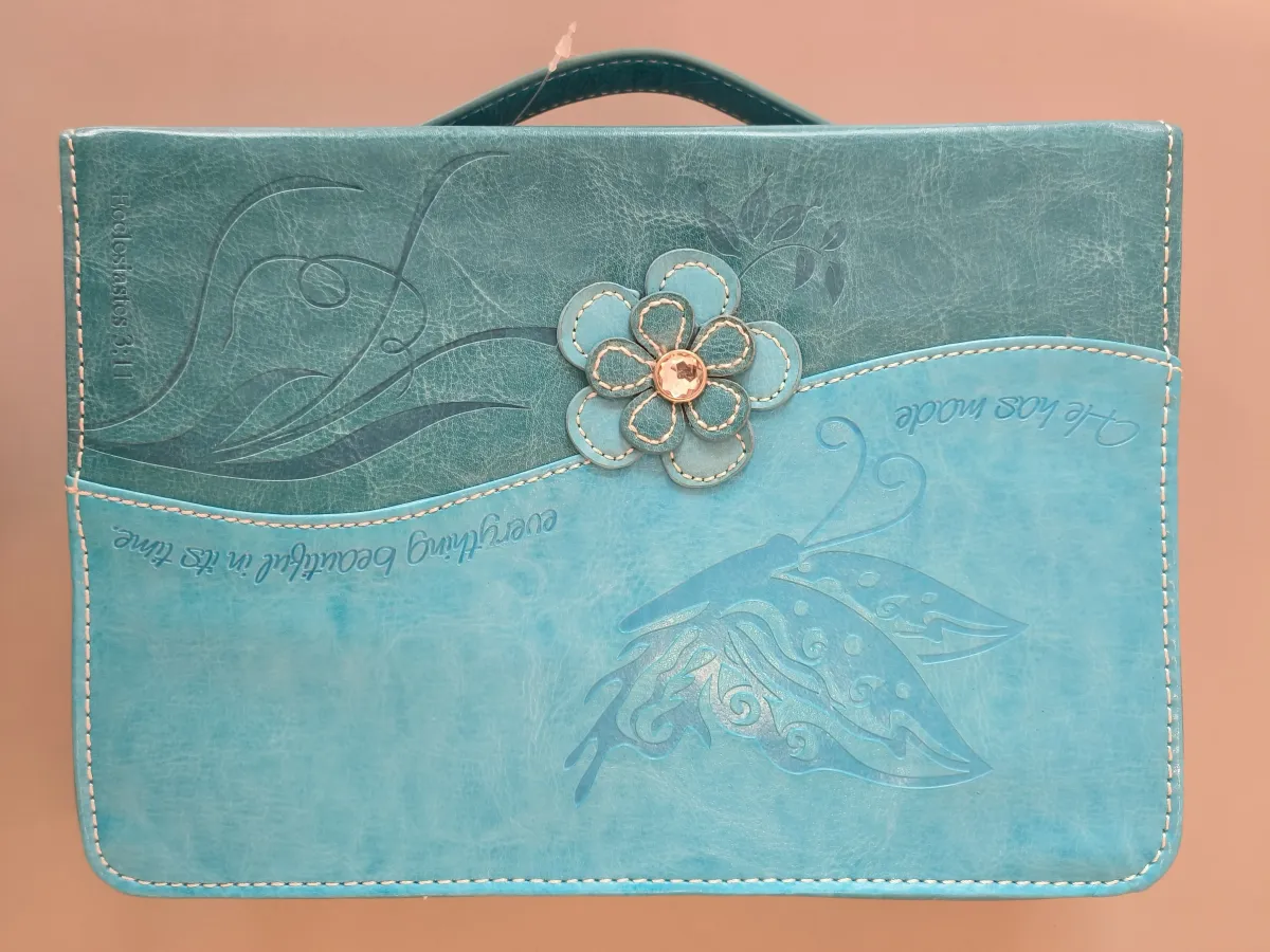 Fourre de Bible Aqua - "He has made everything beautiful" - Large