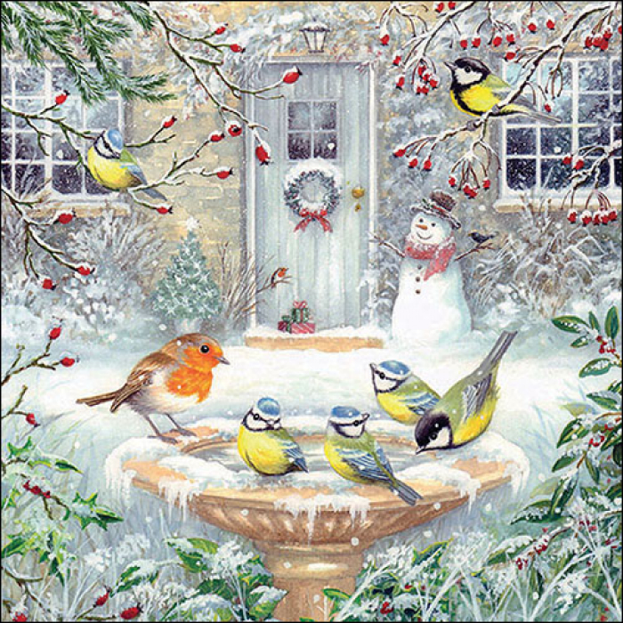Serviette grande Oiseaux en hiver Joy bath