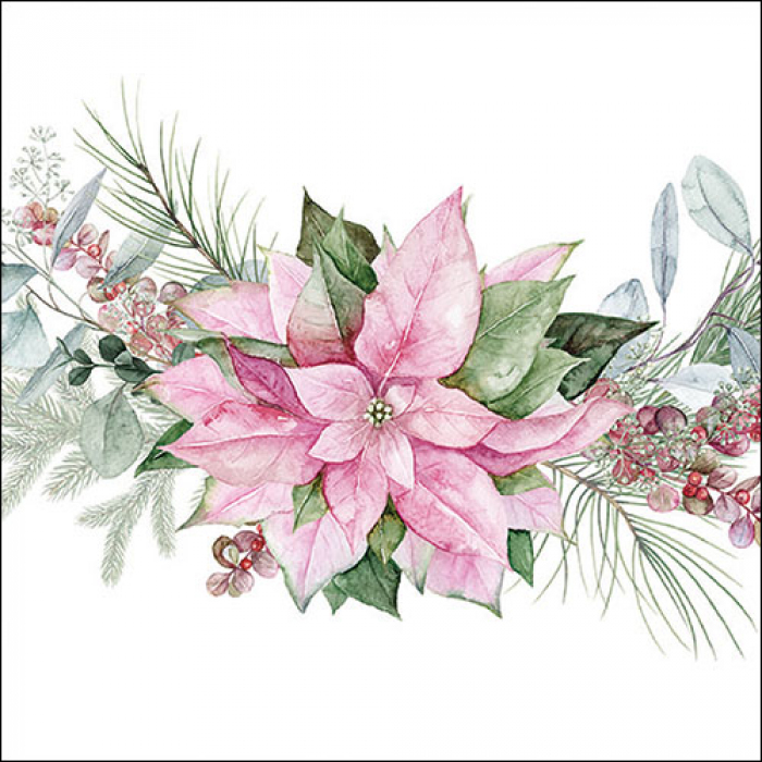Serviette grande Pink poinsettia