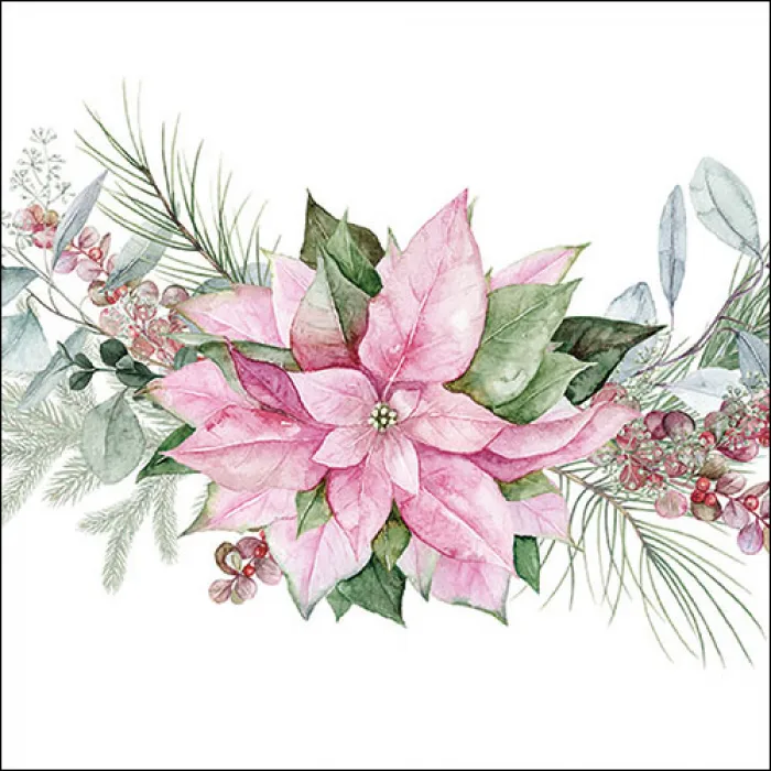 Serviette grande Pink poinsettia
