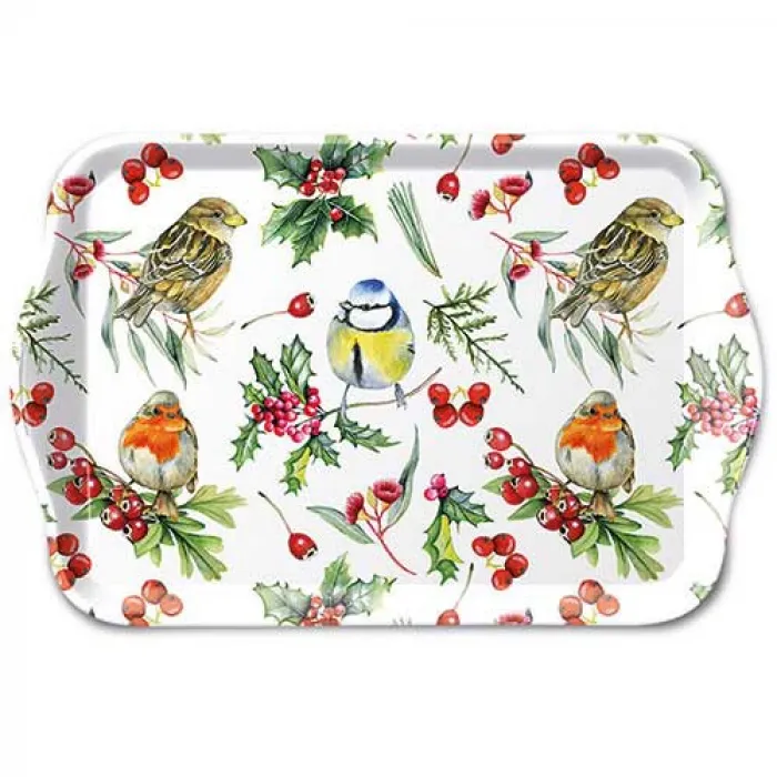 Plateau petit Oiseaux en hiver (Tray melamine Birds in winter)