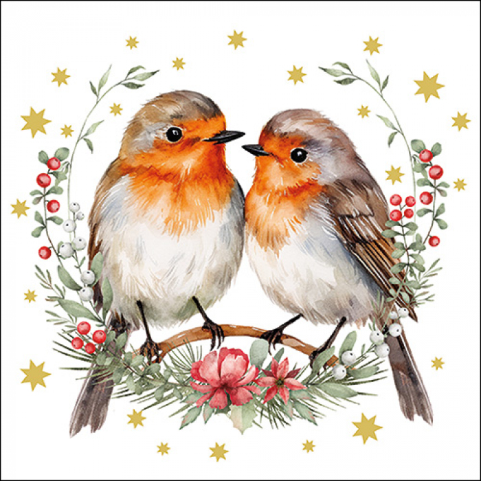 Serviette grande Couple of Robins