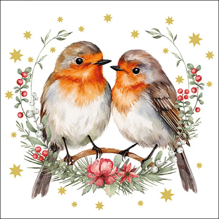 Serviette grande Couple of Robins