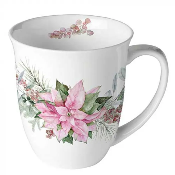 Mug 0.4 L - Pink poinsettia