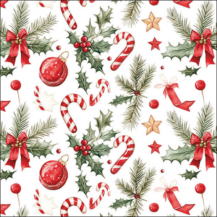 Serviette grande Eléments de Noël (Christmas elements)