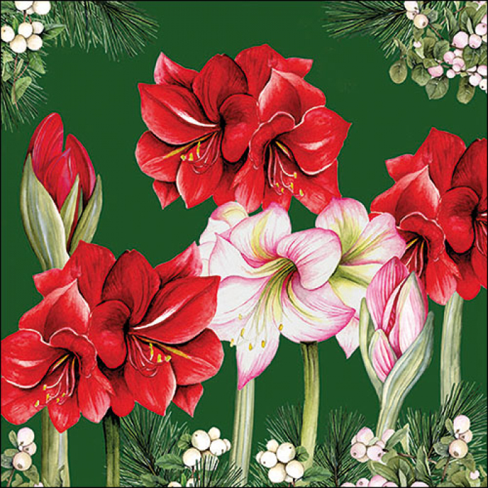 Serviette grande Amaryllis verte en fleurs (Blooming amaryllis green)
