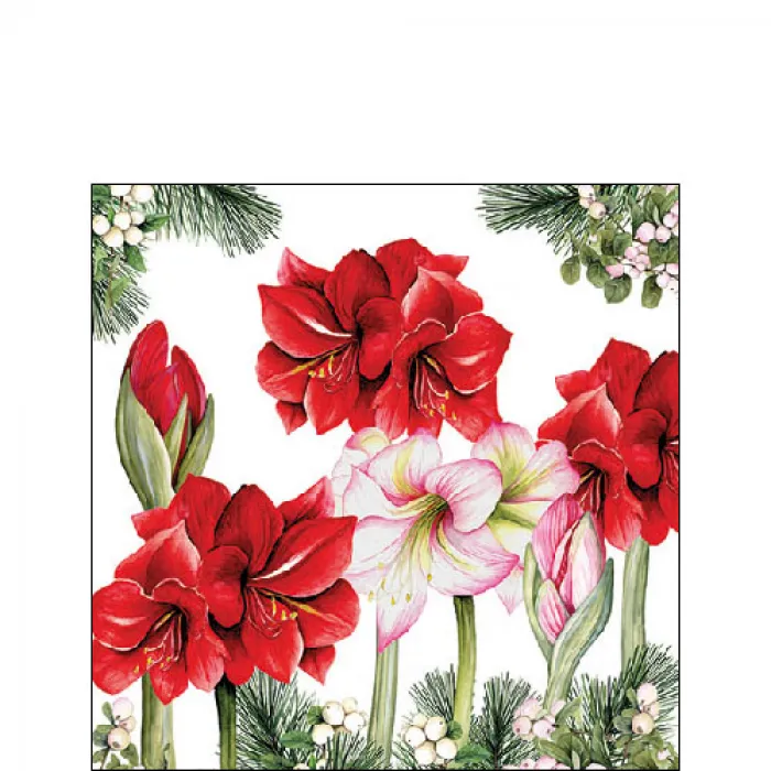 Serviette petite fleurs amarylis white