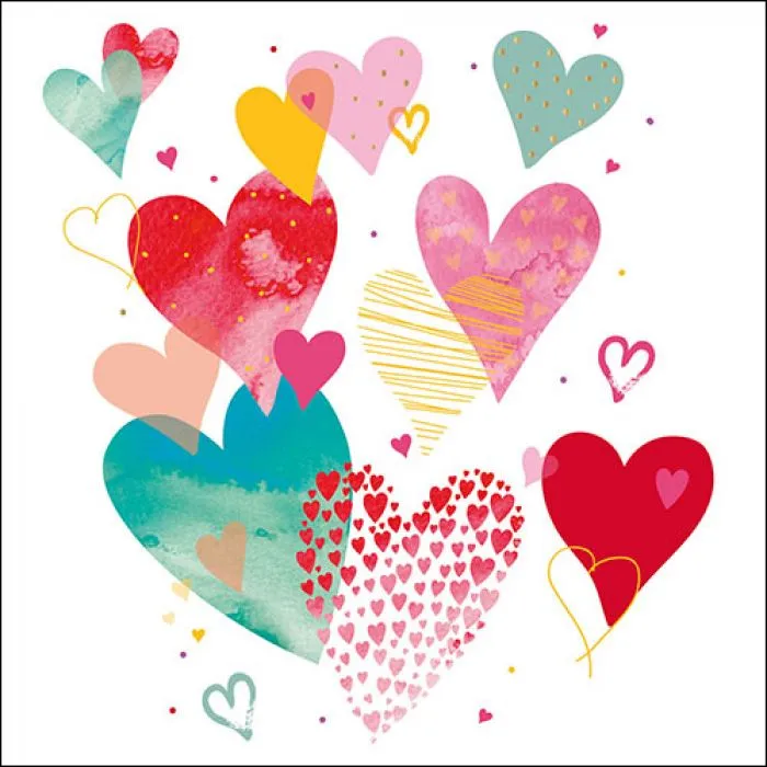 Serviette grande Coeurs