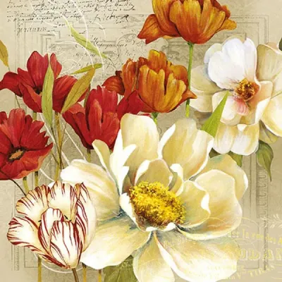 Serviette grande Coralie fleurs