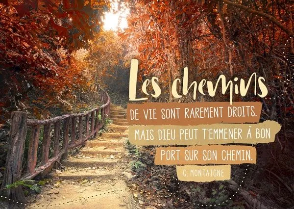 Carte postale - Les chemins de vie sont rarement droits. Mais Dieu peut t'emmener à bon port sur son