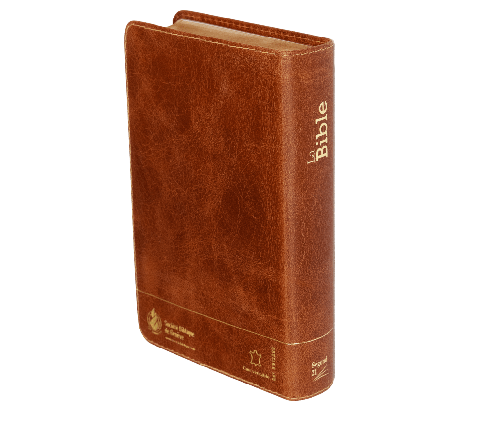 Bible Segond 21 compacte  (Premium style) - Couverture semi-rigide cuir brun, tranches or