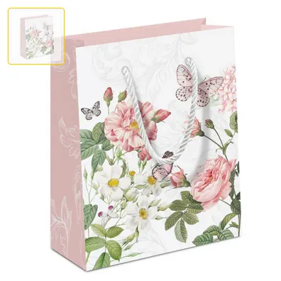 Pochette cadeau  fleurs et papillons (Gift bag Amelia white)