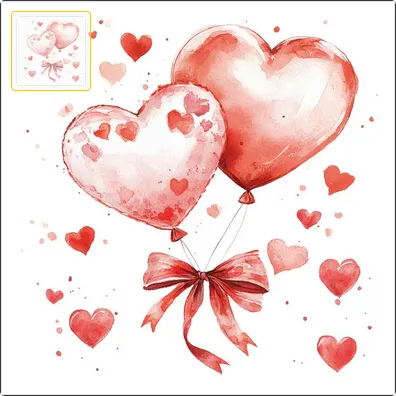 Serviette grande  Coeurs de ballons (balloon hearts)