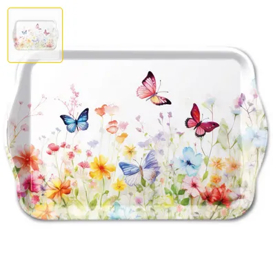 Plateau petit Papillons dans le champ (Tray melamine Butterflies in Field)
