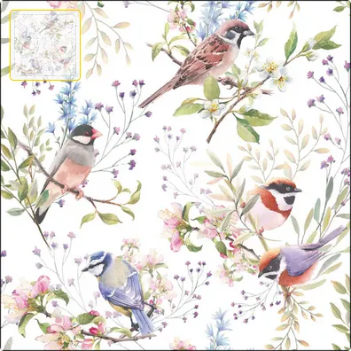 Serviette grande Oiseaux occupés (Busy birds)