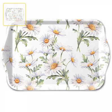 Plateau petit Belles marguerites blanches (Tray melamine Beautiful daisies white)