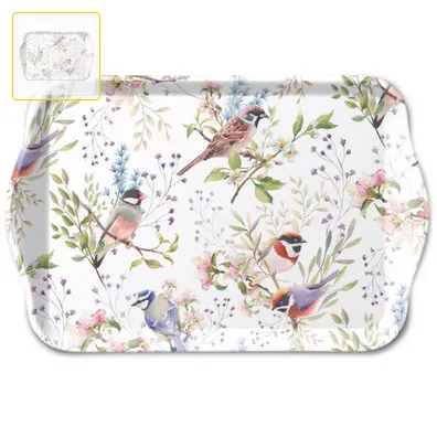 Plateau petit Oiseaux occupés  (Tray melamine busy birds)