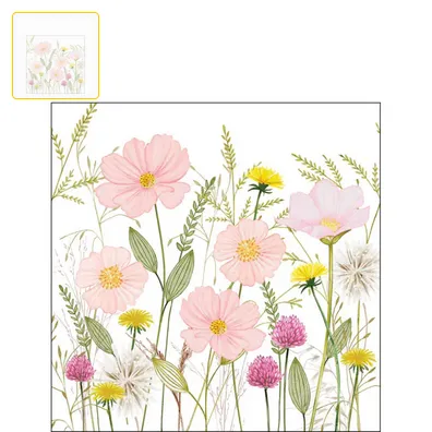Serviette petite fleurs fleurs pastel blanc (Pastel flowers white)