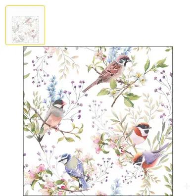 Serviette petite Oiseaux occupés  (busy birds)