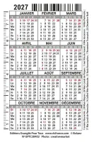 Calendrier format carte de crédit - Paysage