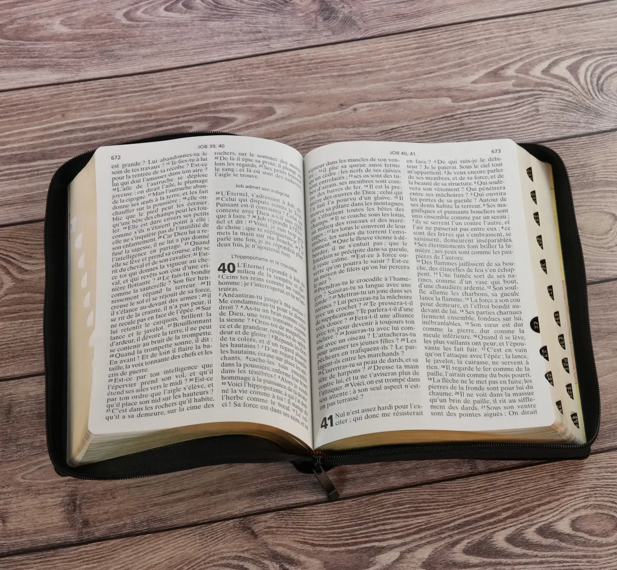 Bible NEG gros caractères - souple fibrocuir noir tranche or onglets