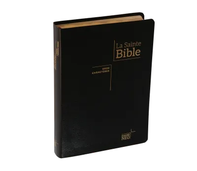 Bible NEG gros caractères - souple fibrocuir noir tranche or onglets