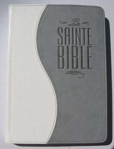 Bible Segond Esaïe 55 souple similicuir duo blanc/gris ferm. éclair 546B