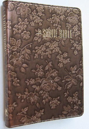 Bible Segond Esaïe 55 - similicuir - bronze irisé relief fleur tranche or