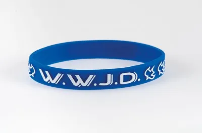 BRACELET W.W.J.D. (BLEU) SILICONE