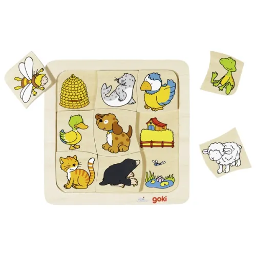 Puzzle - Qui vit où ? - 9 pièces - 18X18 cm