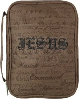 Fourre de bible en tissu brune Jésus