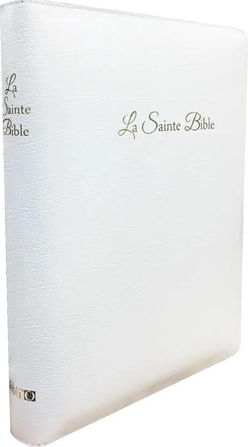 Bible Seg 1910 - gros caractères-cuir blanc-tranche or-glissière et coffret