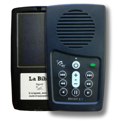 Lecteur audio solaire de Bible Segond 21 - Ecouteurs et câble de chargement inclus