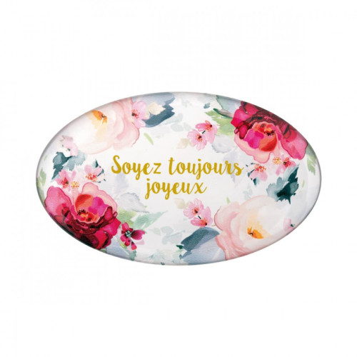 Magnet motif pivoines - Soyez toujours joyeux