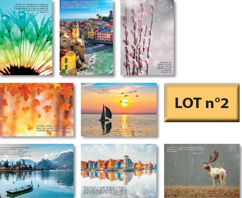 Cartes postales avec verset biblique lot 2