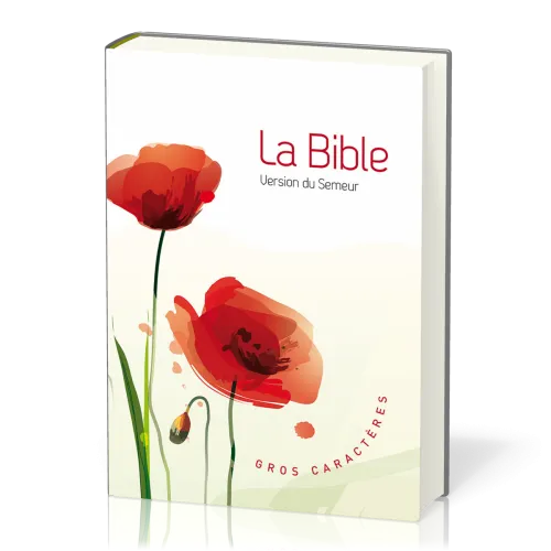 Bible du semeur, gros caractères, semi-souple, textile coquelicots