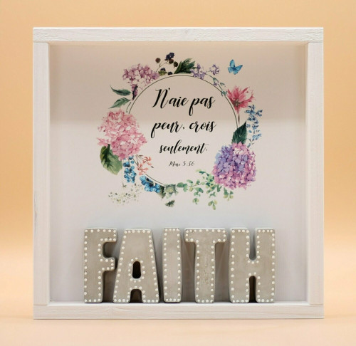 Cadre en bois FAITH Marc5:36 20x20cm