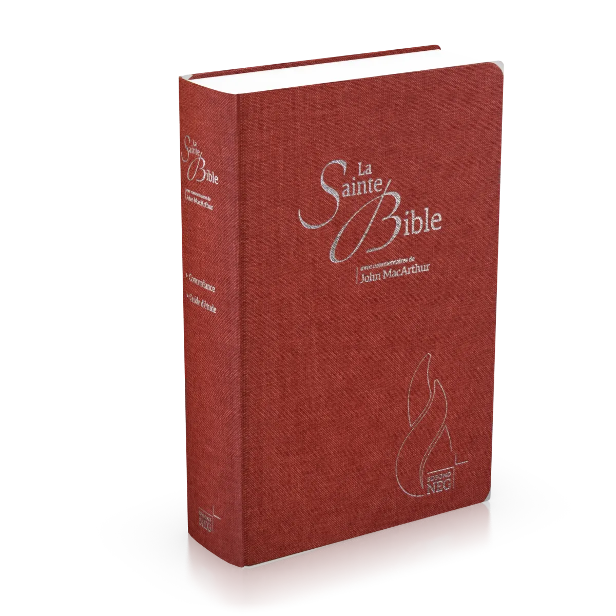 Bible d'étude Segond Neg MacArthur, souple, toile carmin